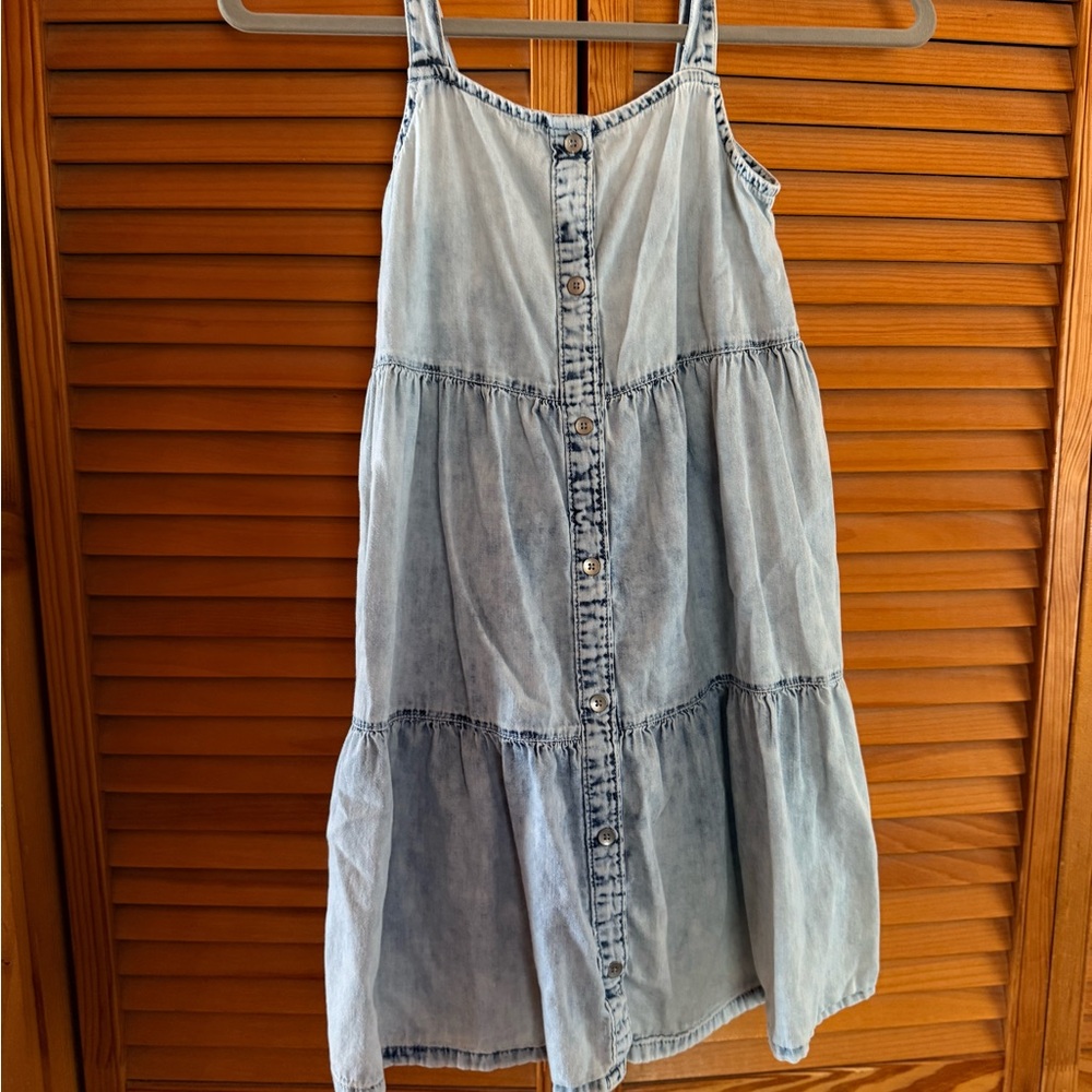 GAP Light Blue Denim Button-Front Casual Girls Dress